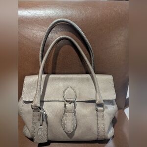 Fendi Sellaria Leather Taupe Satchel Shoulder Bag